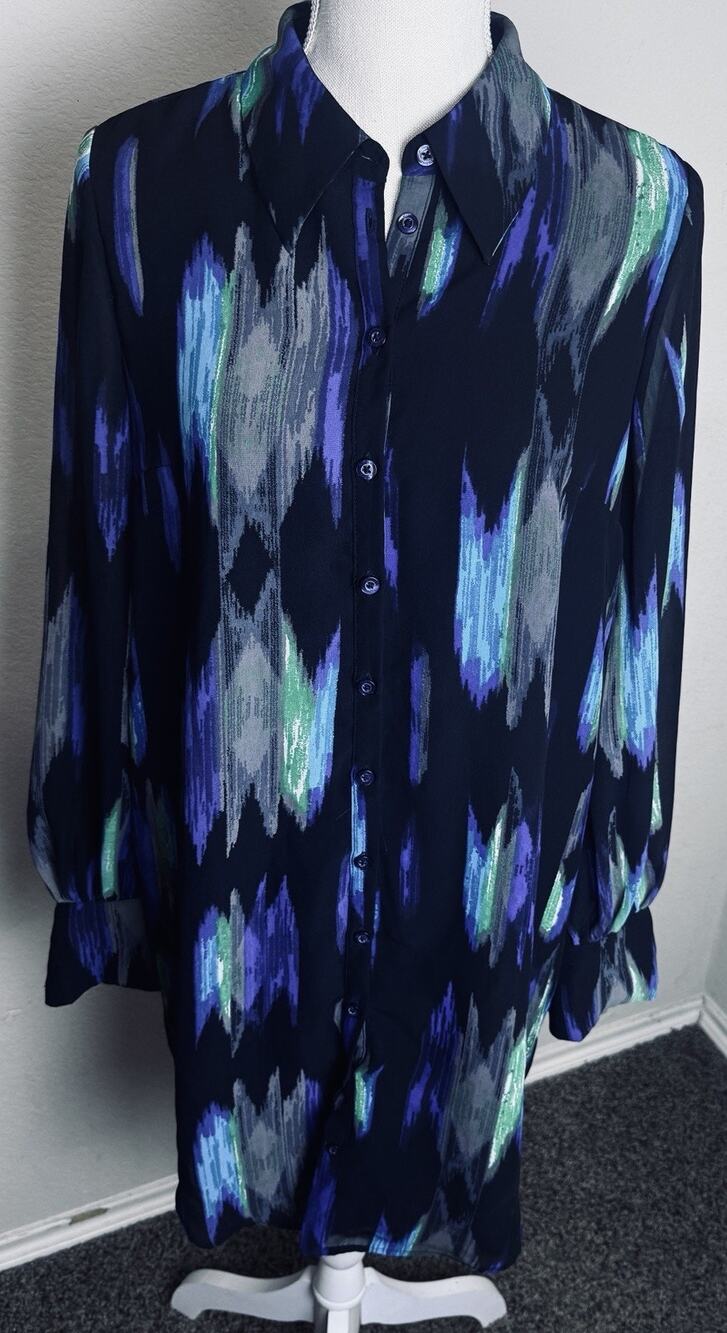 Kirna Zabete Dress For Target sz M button down shirt Knee Length Abstract Print